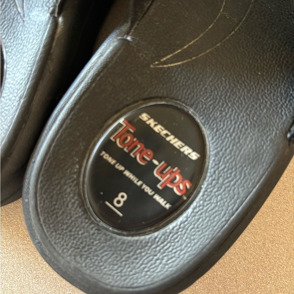 Skechers Tone Ups Black Sequin Platform Flip Sandals - Picture 4 of 8